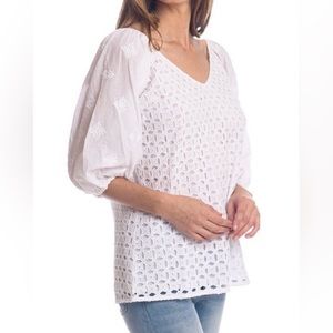 Tolani Betty white eyelet blouse